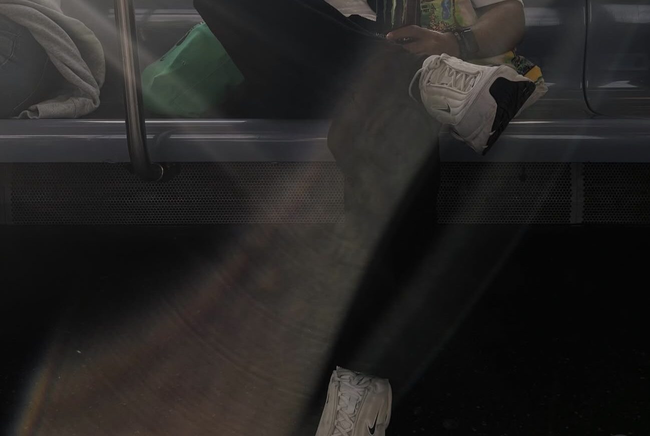 subway floor with a beam of light